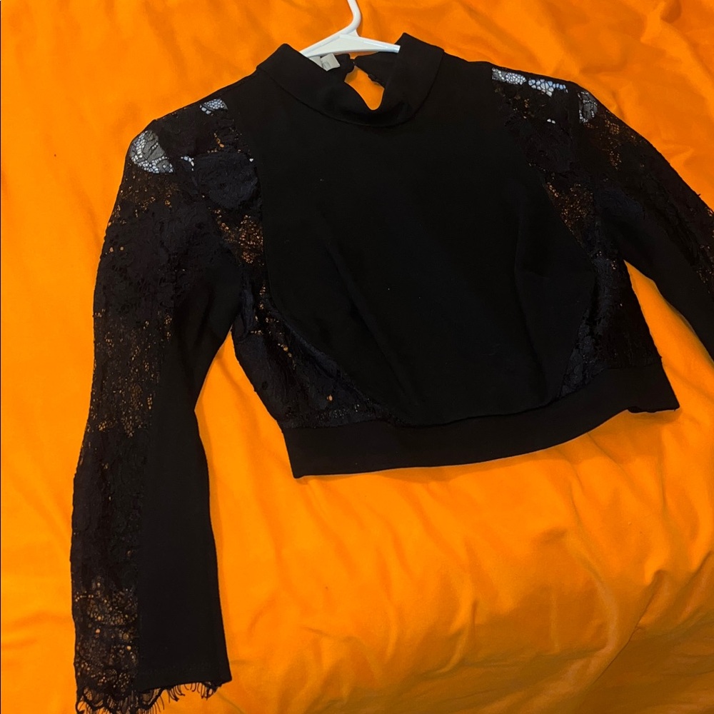 bebe Black Lace Crop Top